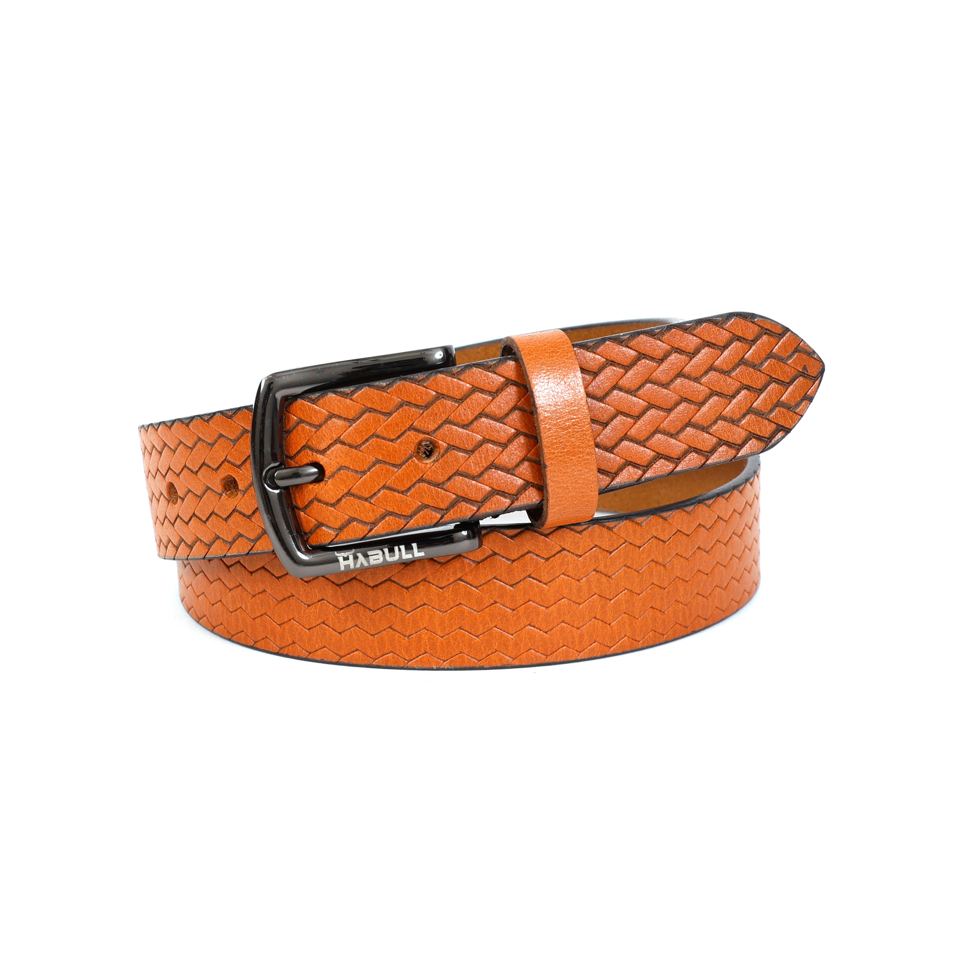 Classic Tan Leather Belt – Casual Genuine Leather Dress Belt for Men