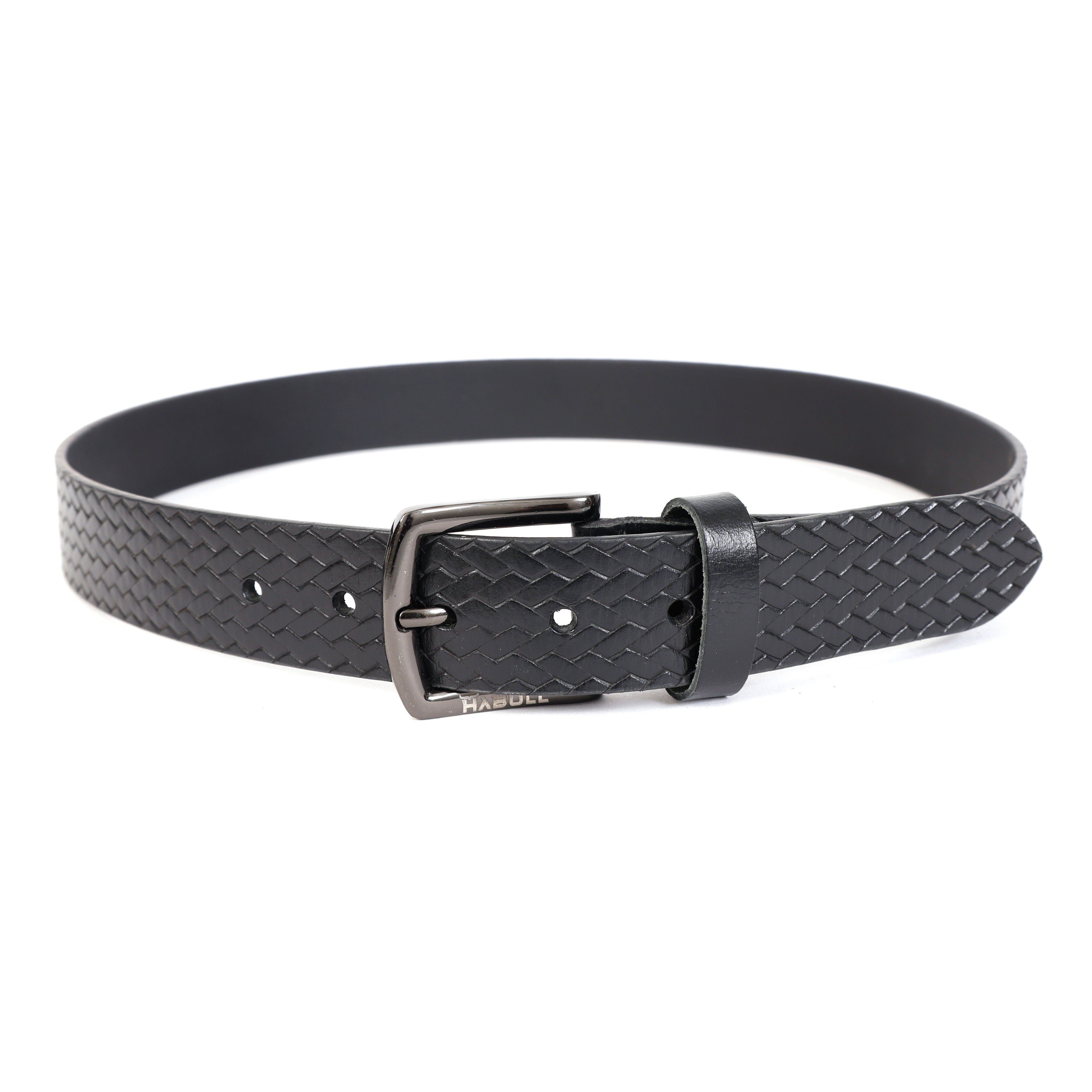 Classic Casual Black Leather Belt – Genuine Leather Everyday Belt for Men