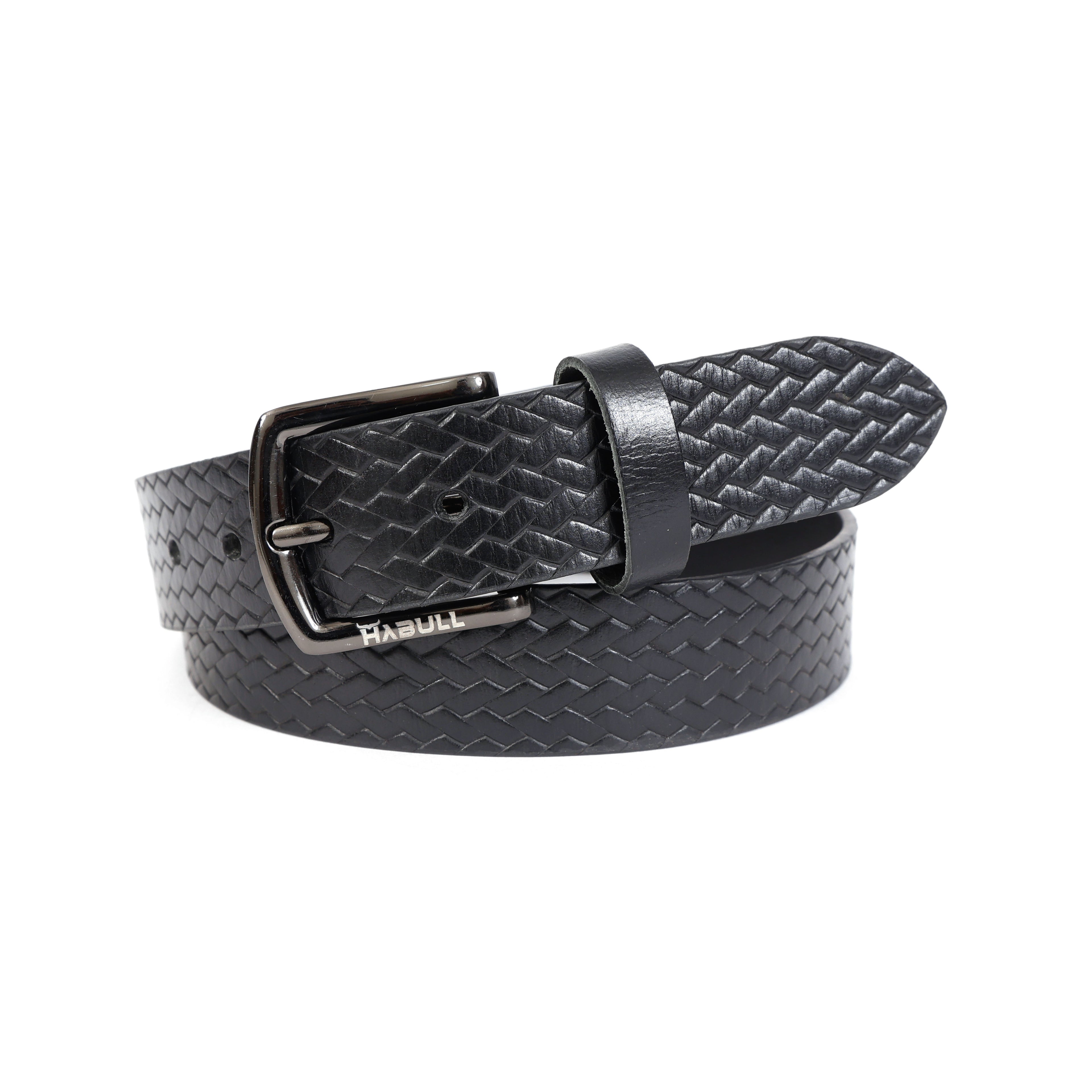 Classic Casual Black Leather Belt – Genuine Leather Everyday Belt for Men