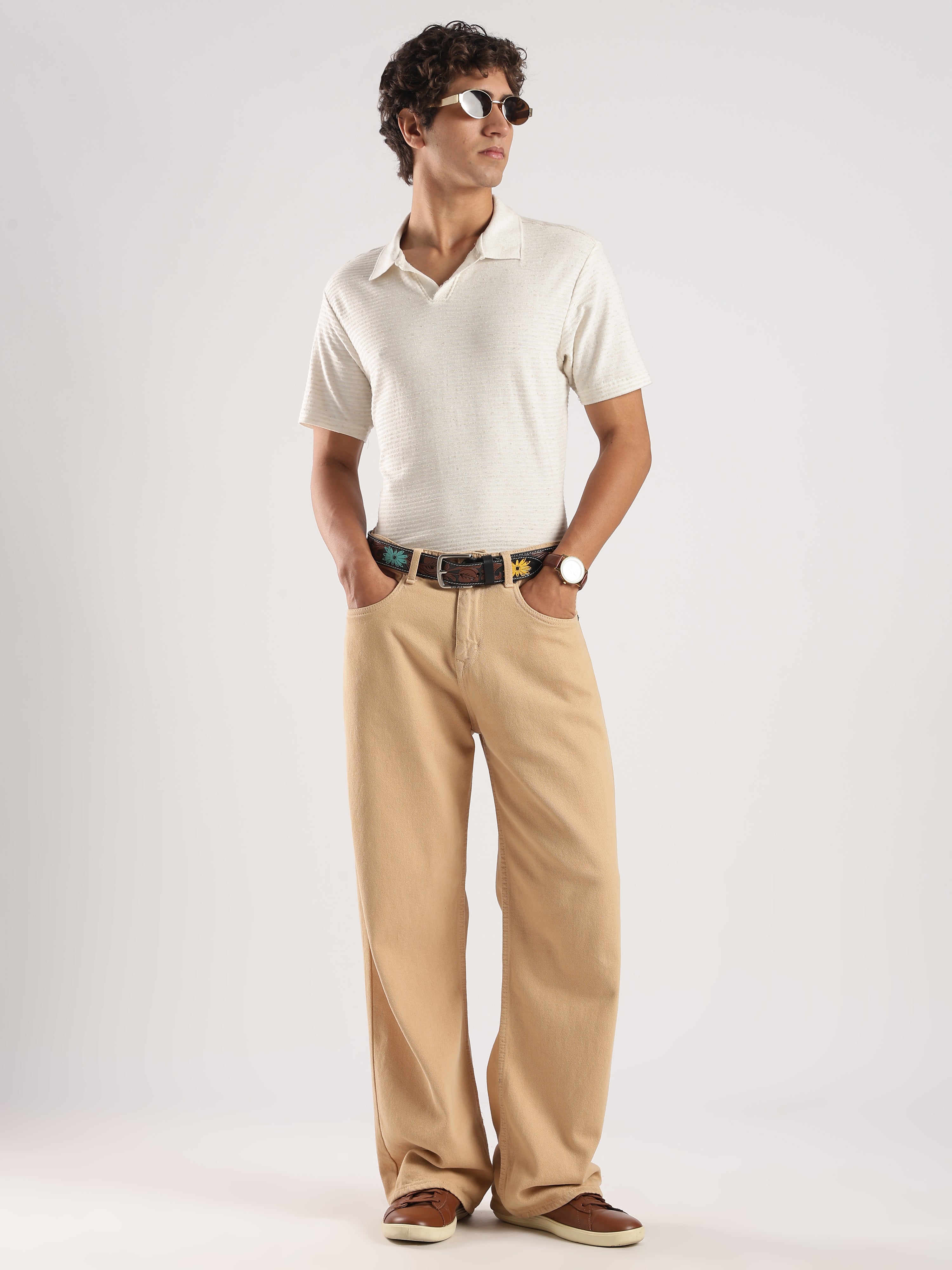 Handcrafted Leather Belt with Floral Tooled Design – Western Style Fashion Accessory