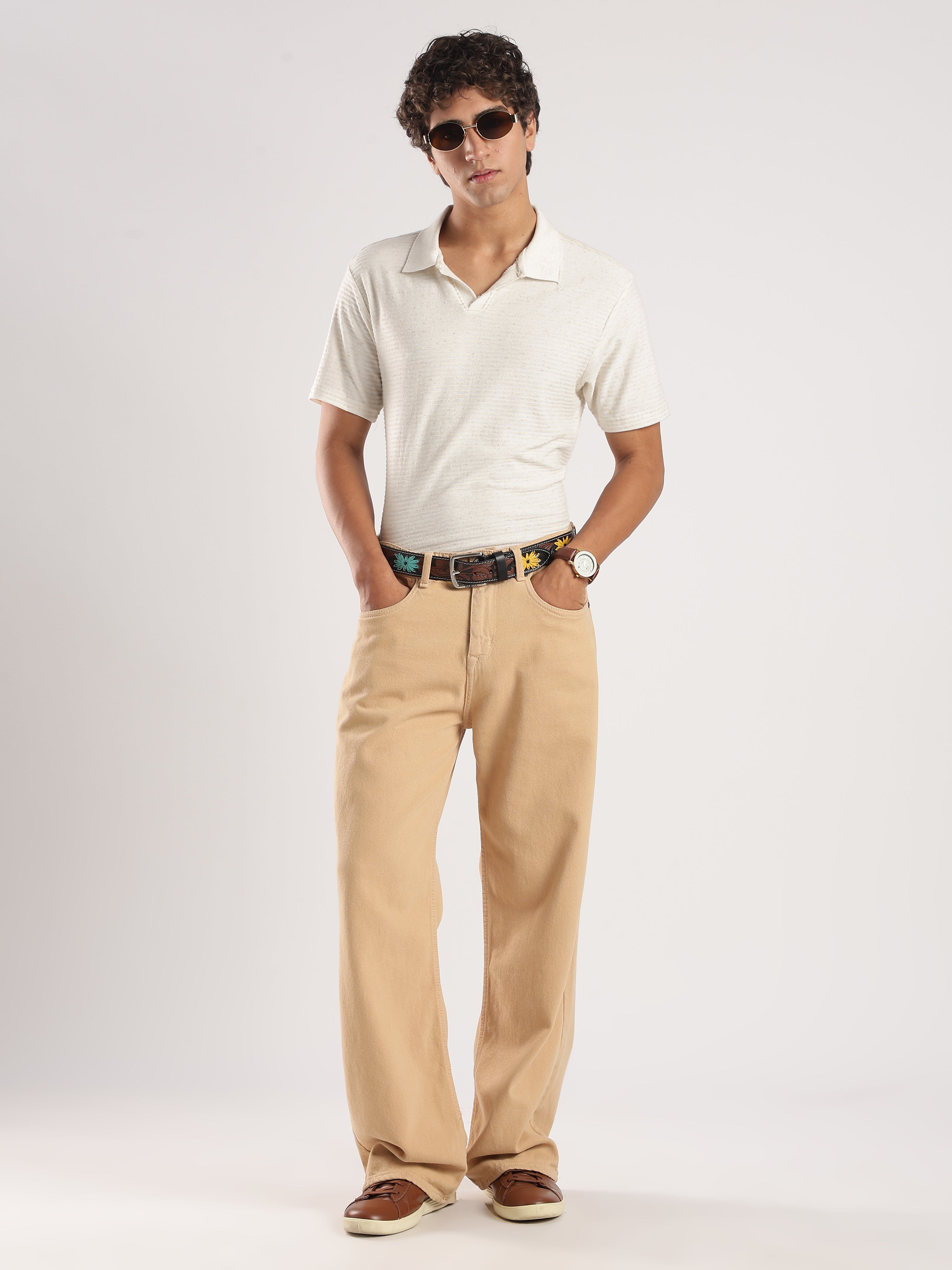 Handcrafted Leather Belt with Floral Tooled Design – Western Style Fashion Accessory