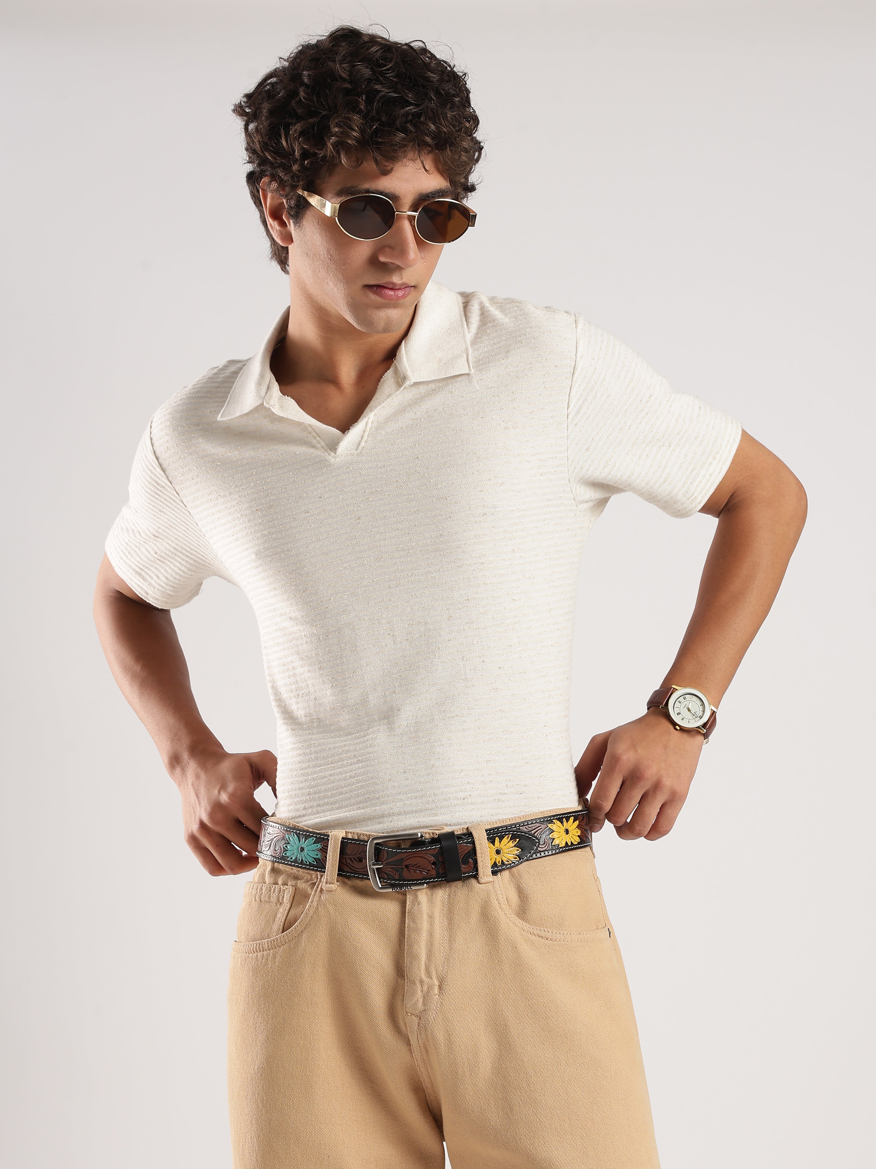 Handcrafted Leather Belt with Floral Tooled Design – Western Style Fashion Accessory