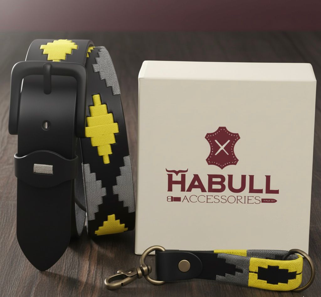 Premium Handcrafted Leather Belt with Matching Keyring – Habull Accessories