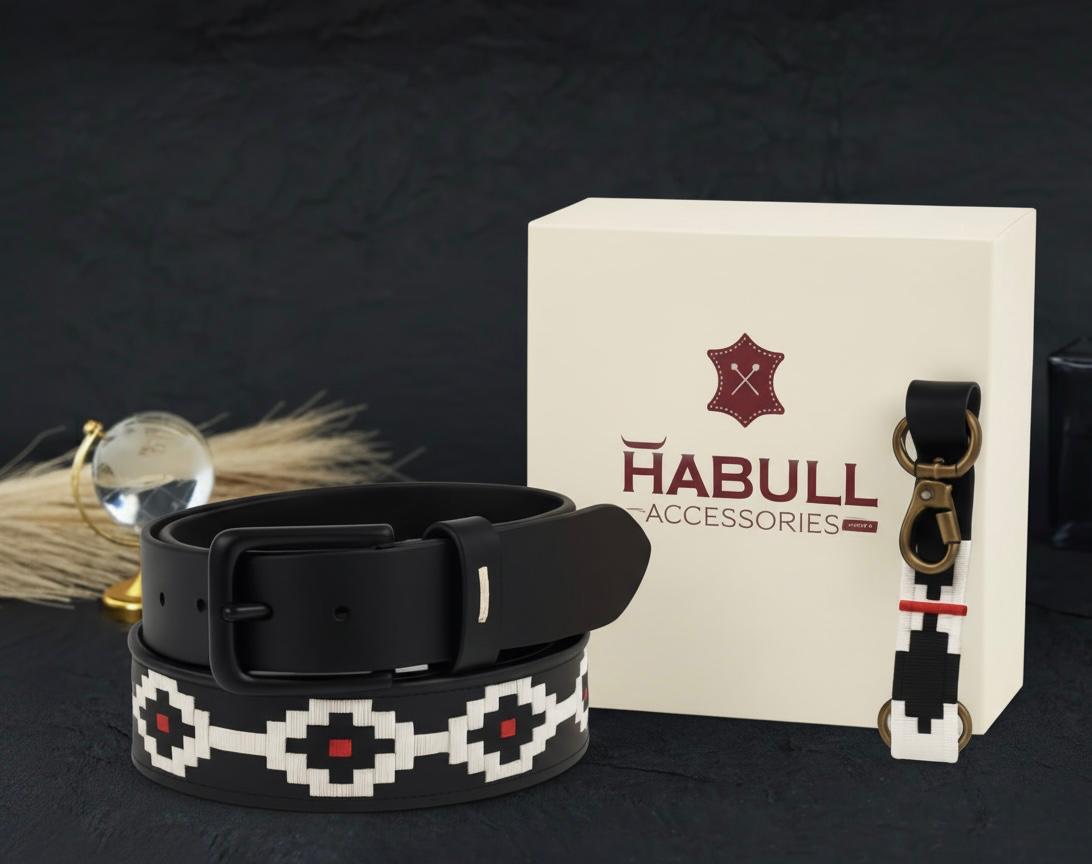 HABULL Handcrafted Genuine Polo Leather Belt for Men – with Free Leather Keyring | Stylish, Durable & Elegant Gift Combo