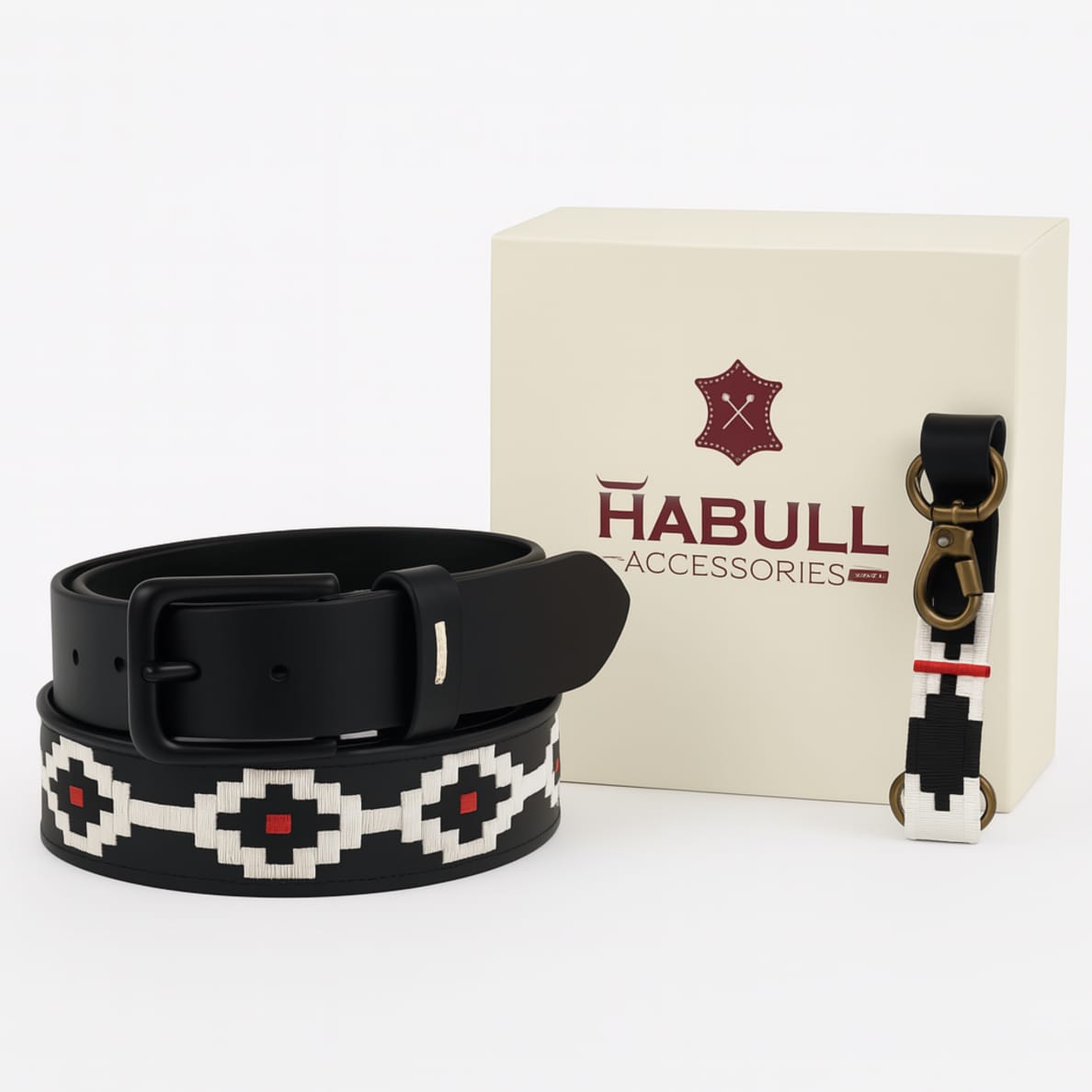 HABULL Handcrafted Genuine Polo Leather Belt for Men – with Free Leather Keyring | Stylish, Durable & Elegant Gift Combo